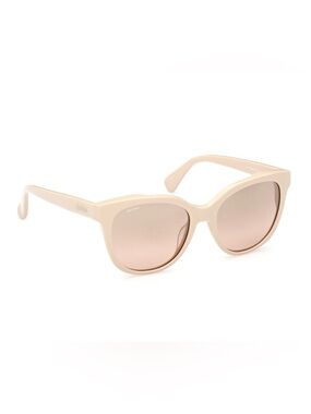 MaxMara Cream Round Sunglasses with Rose-Tinted Lenses MM0068 25G 54